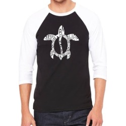 LA Pop Art Men's Raglan Baseball Word Art T-Shirt-Honu Turtle-Hawaiian Islands