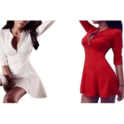 Fashionable Women Long Sleeve V-neck Mini Cocktail Party Dress