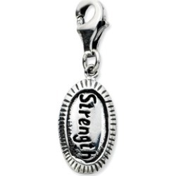 Sterling Silver Antiqued Strength with Lobster Clasp Charm