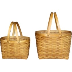 Oval Wood Chip Shopping Baskets Set of 2
