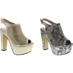 Moca Woman's Vintage style Rhinestone Shimmer Platform Heels