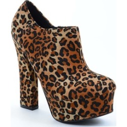 Rockabilly Pin Up Funky Leopard Chunky Heel Platform Pump Shoes