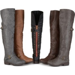 Journee Collection Womens Studded Over-the-knee Buckle Boots