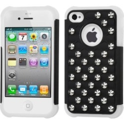 Insten Black White Silver Round Studs Case For iPhone 4 4S
