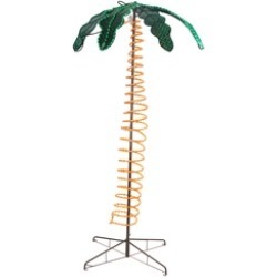 7' Tropical Lighted Holographic Rope Light Outdoor Palm Tree