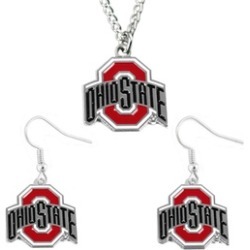 Sports Team Logo Ohio State Buckeyes Earring and Necklace Set Pendant