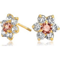 Bling Jewelry Simulated Alexandrite CZ Safety Flower Studs 14k Gold