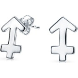 .925 Silver Sagittarius Zodiac Sign Stud Earrings