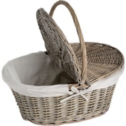 Oval Willow Picnic Basket with Lid
