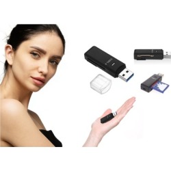 Black 2 in 1 High Speed USB 3.0 Micro SD Mini Memory Card Reader