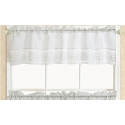 3pc Solid White Lace Kitchen Curtain Tiers & Swag Set