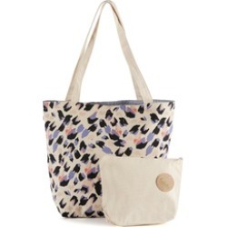 Multi-Purpose Leopard Design Canvas Tote Shoulder Bag with Pouch