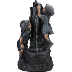 29" Children at the Water Pump Well Outdoor Patio Water Fountain
