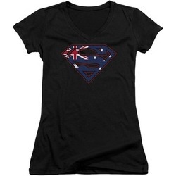 Uzstt Superman DC Comics Australian Flag Shield V-Neck Adult Tee