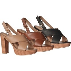 Riverberry Women's Maya Faux-Leather Chunky-Heel Platform Sandals
