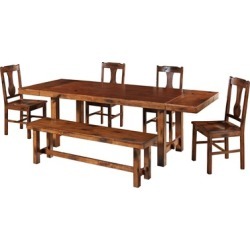 WE Furniture 6-Piece Distressed Dark Oak Wood Dining Kitchen Set WE Furniture 6-Piece Distressed Dark Oak Wood Dining Kitchen Set