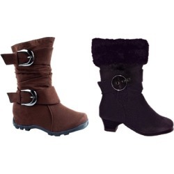 Strappy Suede Winter Flat or Low Heel Boots for Toddlers or Baby Girls