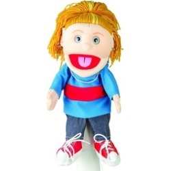 Sunny Toys GL1591 14 in. Yellow-Haired Girl In Blue Top, Glove Puppet