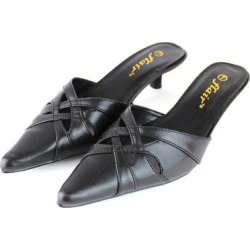 Pointed Toe Slide Sandal with Low Heel