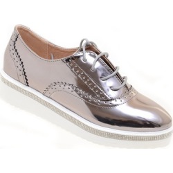 Bling Jewels Lace Up Vegan Leather Women's Platform Oxford Wedge