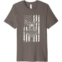 American Motorcycle US Flag Cool Biker Gift T-Shirt Mens
