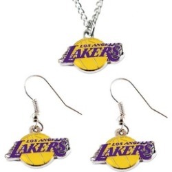 Sports Team Logo Necklace and Dangle Earring Charm Set NBA