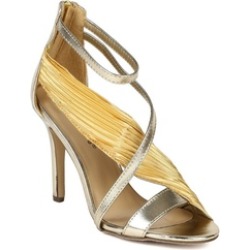 Chiffon Metallic Open Toe Chiffon Fabric Stiletto Sandal