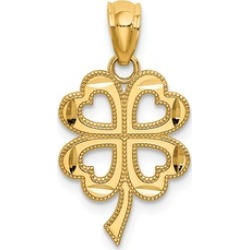 14k Yellow Gold Four Leaf Clover Pendant