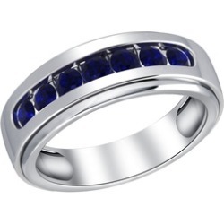 Orchid Jewelry 925 Sterling Silver 1-1/8 Carat Sapphire Men's Ring