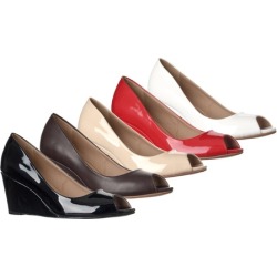 Riverberry Women's Addie Mid-Height Peep Toe Wedge Pumps
