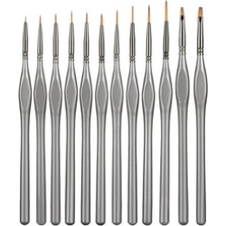 Detail Paint Brush Set, Set of 12 Paint Brushes with Plastic Holder