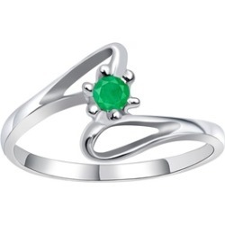 Orchid Jewelry 925 Sterling Silver 0.10 Carat Emerald Ring