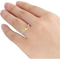 Orchid Jewelry 925 Sterling Silver 5/7 Carat Citrine Three Stones Ring