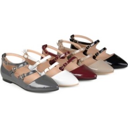 Journee Collection Womens Faux Patent Strappy Buckle Flats