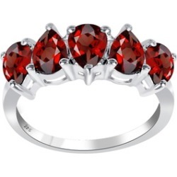 Orchid Jewelry 925 Sterling Silver 2-1/2 Carat Garnet 5-stone Ring