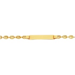 14K Solid Gold Shiny Puffed Mariner Link ID Bracelet w/Lobster Lock-6"