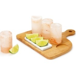 Zennery Set of 4 Himalayan Salt Shot Glasses with Wood Tray