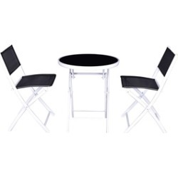 3 PCS Folding Bistro Table Chairs Set Garden Backyard Patio Furniture 3 PCS Folding Bistro Table Chairs Set Garden Backyard Patio Furniture