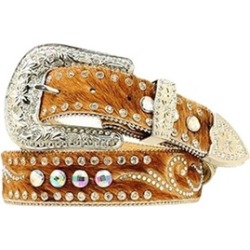 Nocona Belt N3483602-L 1.5 in. Womens Hair On Embellished Leather Belt Brown - L