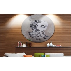 Rat Catcher Robot' Disc Street Art Circle Metal Wall Art
