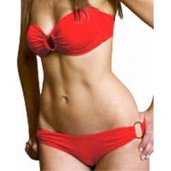 Sexy Strapless Bandeau Tube Top Brazilian Back Bikini - Red