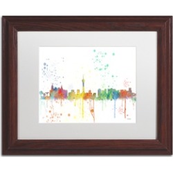 Marlene Watson 'Las Vegas Nevada Skyline Mclr-1' Matted Wood Framed Art