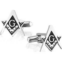 Bling Jewelry Mens Black Stainless Steel Cufflinks Freemason Jewelry