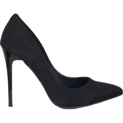 Women's Pointy Toe High Heels Pump Shoes Black Vegan Suede