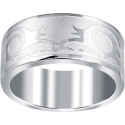 Orchid Jewelry Stainless Steel High Polished Textured Wedding Band