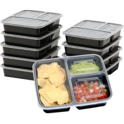10 Pack 3 Compartment Food Grade Meal Prep Storage Container Boxes