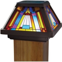 Moonrays Post Cap Lamp In Stained Glass Design