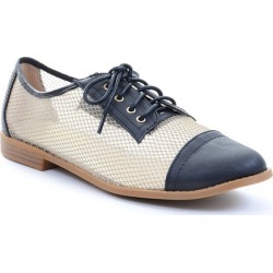 Mesh Clear Lace Up Almond Toe Oxford Shoes Fourever Funky