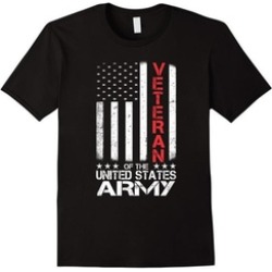 US American Flag T-shirt for U.S. Army Veterans Red Line