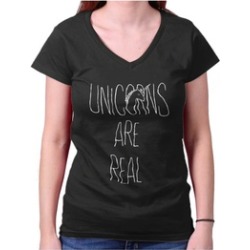 Unicorns Are Real Cute Graphic Funny Quote Junior Fit V-Neck T Shirt